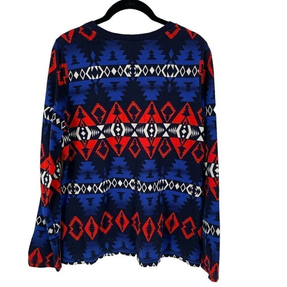 Ralph Lauren LRL Tribal Print Navy Multi-Color Long Sleeve Tee Women's Large - Picture 2 of 6